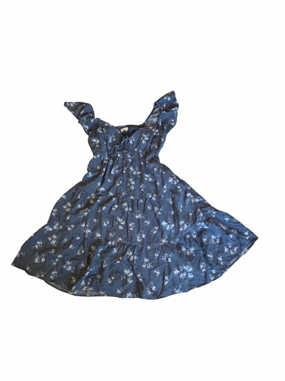 Hollister Navy Blue Floral Tiered Sundress